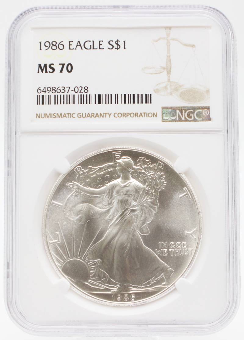 1986 MS70 Silver American Eagle | 100% Money Back Guarantee